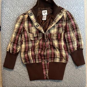 Plaid Kids Jacket with Brown Accents